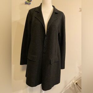 Eileen Fisher Elegant Black Merino Wool Women's Coat/Sweater size Large
